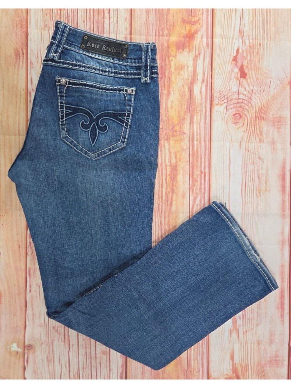 Rock Revival Blake Easy Bootcut Jeans Mens Size 36x32 Blue